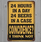 24 Hours 24 Beers Humor 8 x 12 Vintage Novelty Metal Sign Made In USA