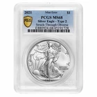 2021 American Silver Eagle T2 PCGS MS-68 (Error, Obv Struck-Thru)