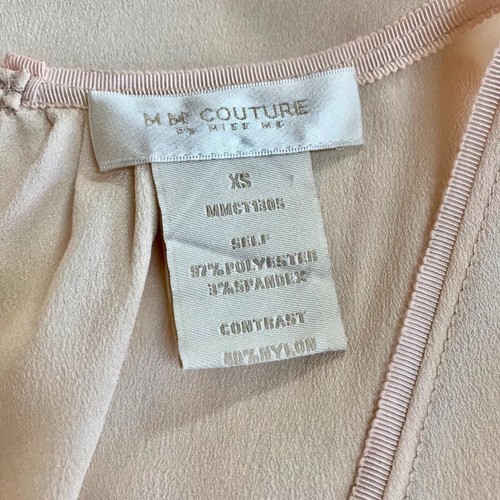 Miss Me MM Couture Blouse Top Size XS Blush Lace Details Waist Tie Silky New - Picture 6 of 7