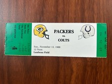 ERIC DICKERSON~STERLING SHARPE/1988 FULL TICKET STUB/COLTS@PACKERS/DON MAJKOWSKI