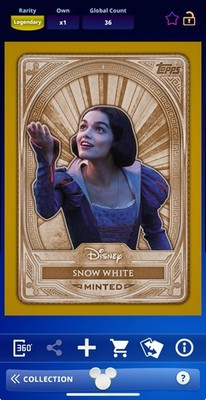 DIGITAL TOPPS DISNEY Snow White MINT 25 LEGENDARY L/E GOLD FOIL /50 Read