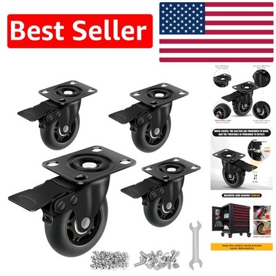 Heavy Duty 3'' Caster Wheels Set of 4 - 2000 lbs Load Capacity & Quiet Glide