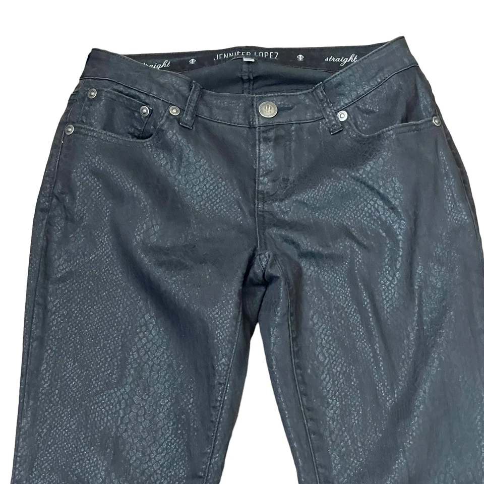 Jennifer Lopez J-Lo Snake Print Pants Size 2 Black Stretch Womens Stretch 29X32 - Image 2 of 4