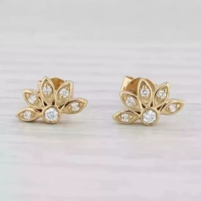14K Gold Plated Round Cut Simulated Diamond Stud Earrings for Women