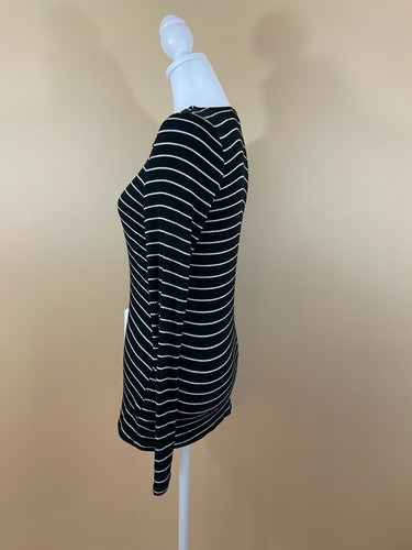 Project Social T - Urban Outfitters Black White Stripe Lace Up Shirt - Sz Medium - Picture 5 of 8