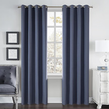 Dreaming Casa 100 Blackout Curtains 102 inches Long 2 Panels Set Linen NAVY