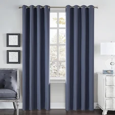 Dreaming Casa 100% Blackout Curtains 102 inches Long 2 Panels Set Linen NAVY