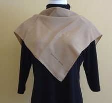 Vintage Unisex Geoffrey Beene Brown Mocha Silk Double Sided Square Scarf