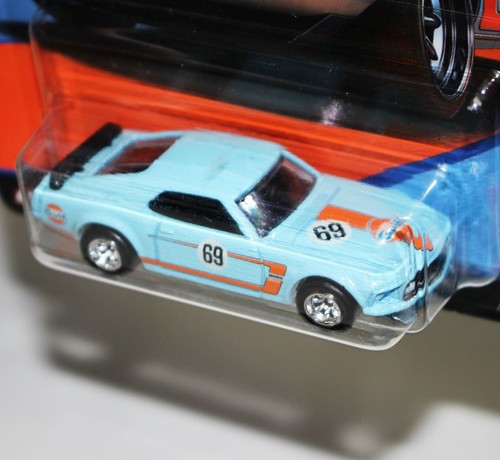 Hot Wheels Premium Spielzeug Auto '69 Ford Mustang Boss 302 echte Fahrer auf Karte - Bild 3 von 3