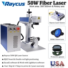 50W Raycus QB Fiber Laser Marking Machine Engraver Support Lightburn Rotary US