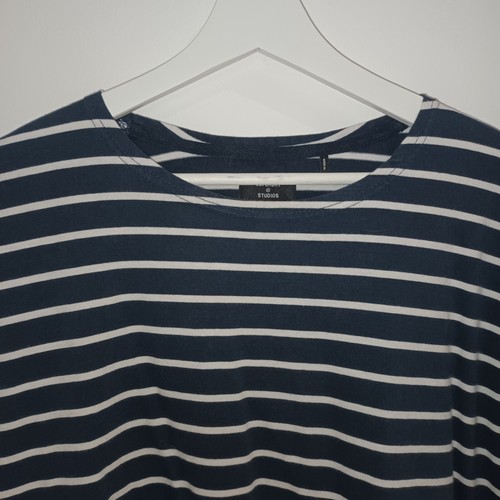 Superdry Size 12 Casual Cotton Navy White Stripe Long Sleeve Top Nautical Vgc - Picture 3 of 6