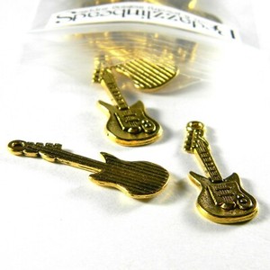 Authentic 5 Electric Stringed Guitar Music Instrument Charms Plated Over Pewter Base