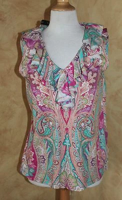 Nwt Ralph Lauren Art-To-Wear Luxe à Volants Floral Cachemire Coton Tricot Sz XL - Photo 1/4