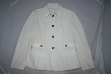 Prada White Tortoise Shell Button Up Peacoat Jacket Coat Blazer Womens It46 Uk16