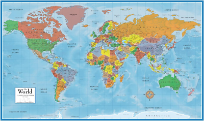 #ad #ad Mural con póster de mapa de pared de primer nivel mundial de 24 x 36 pulgadas $24.57