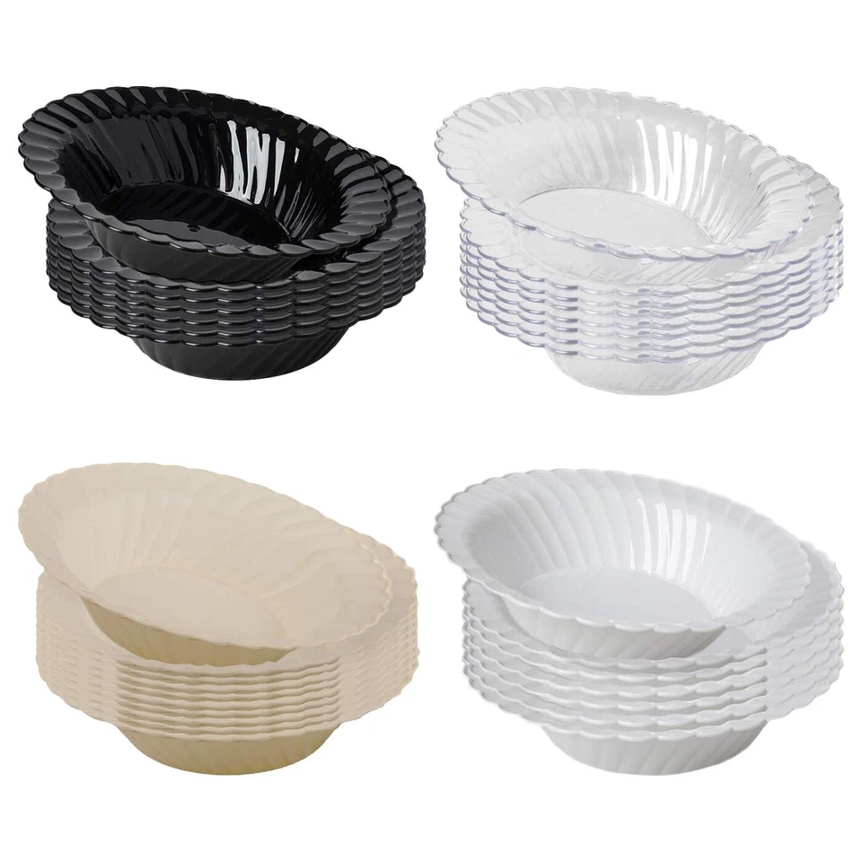 Disposable Plastic Round Soup Bowls, Vintage Flair Salad/Dessert Bowls 180pcs - Image 2 of 2