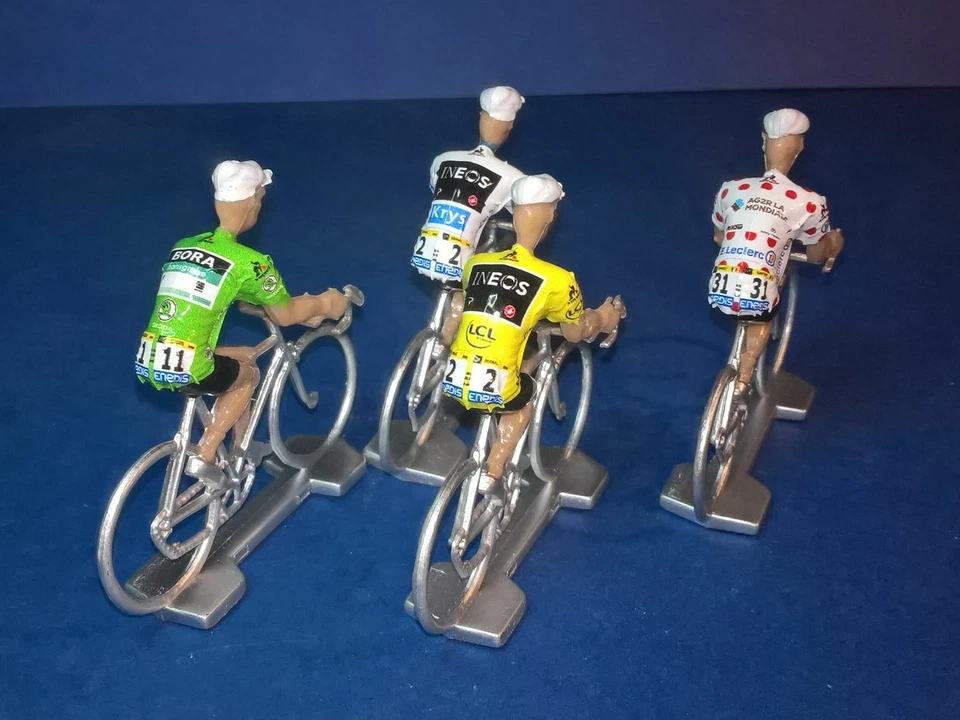 Lot de 4 cyclistes Tour de France 2019 Maillots des vainqueurs Cycling Figure - Photo 1/1