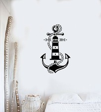 Vinyl Wall Decal Lighthouse Anchor Nautical Marine Style Room Stickers ig6079 