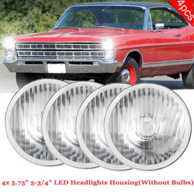 For Ford Galaxie 500 1962-74 5.75 5-3/4'' GLASS LED Headlights Hi/Lo Beams  4PCS