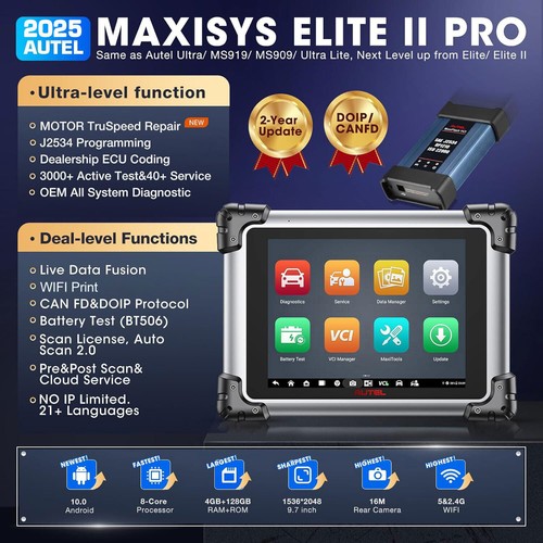 2025 Autel MaxiSYS Elite II PRO Ultra MS919 OBD2 Programación llave ECU J2534 ES - Imagen 3 de 17