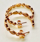 QVC Diamonique 14K Rose Clad Sterling Silver 1" Round & Marquise Hoop Earrings — photo 2