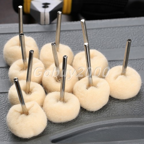 25mm Wool Felt Polishing Buffing Round Wheel & Shank 10pcs Grinder Rotary Tool - Picture 12 of 12