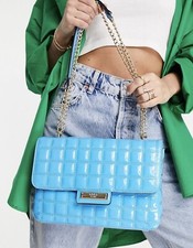 River Island Blue Patent Quilted Shoulder Bag