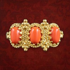 VICTORIAN STYLE ETRUSCAN CORAL TRILOGY RING