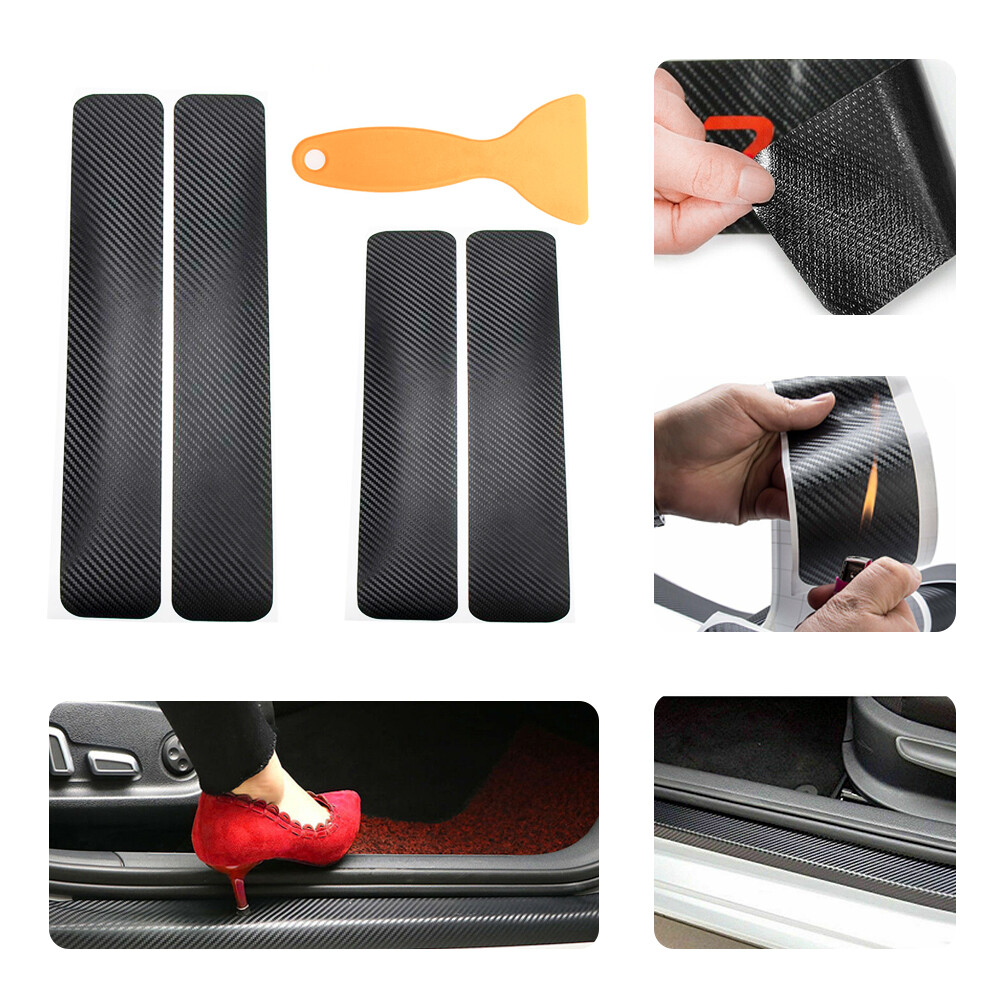 Carbon Fiber Car Door Sill Protector Anti-Scratch 4X Set  
