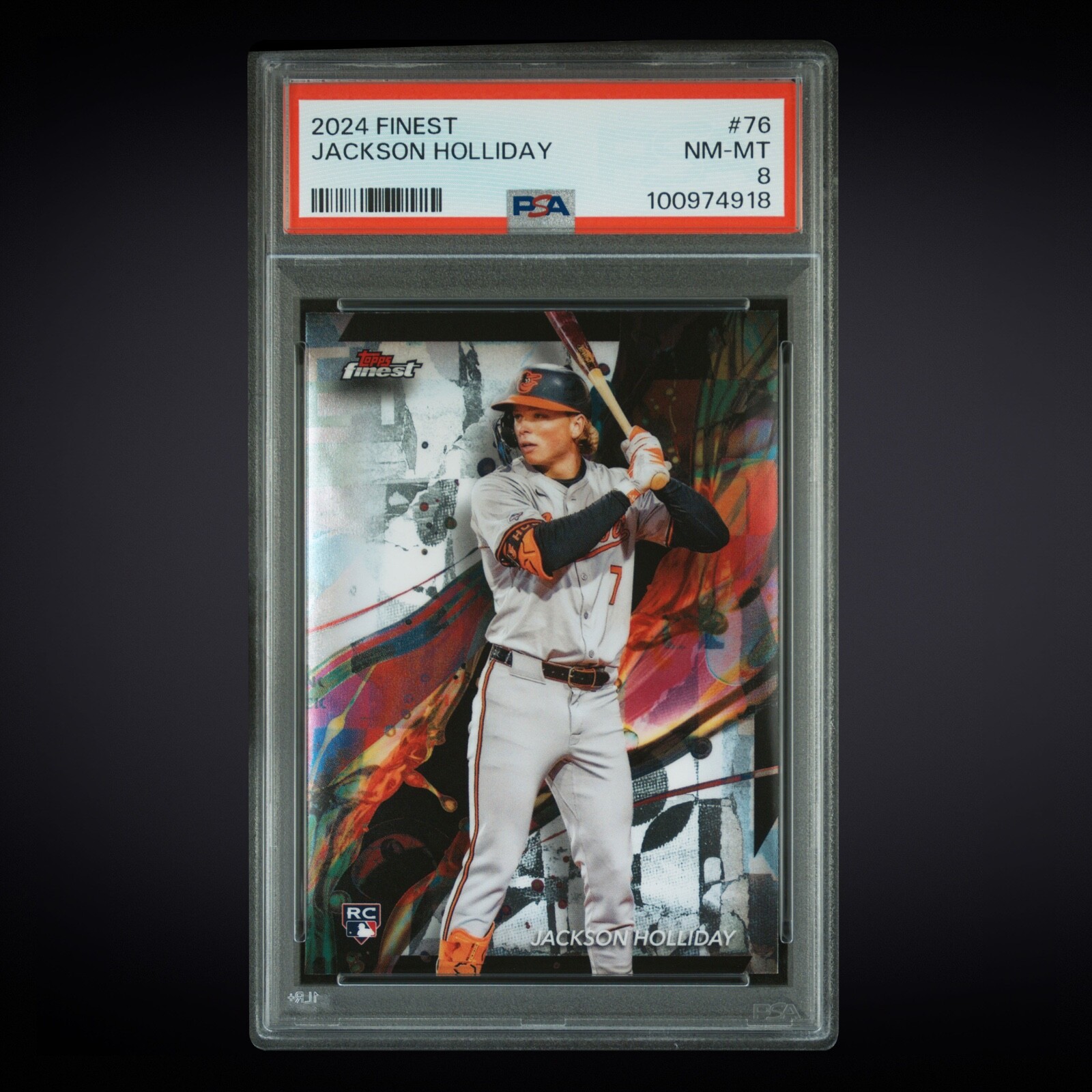 2024 TOPPS FINEST #76 JACKSON HOLLIDAY ORIOLES RC PSA 8
