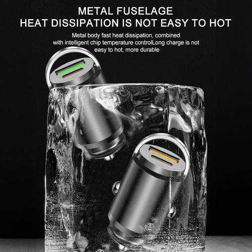 Mini Dual Port USB-C USB-A Car Charger Adapter Fast Charge Universal - 30W QC3.0 - Zdjęcie 7 z 23