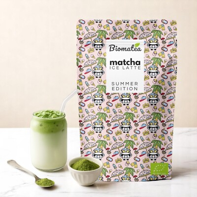 Biomatea 100g Bio Matcha für Iced Latte | Organic Japan Matcha, Sommer Edition