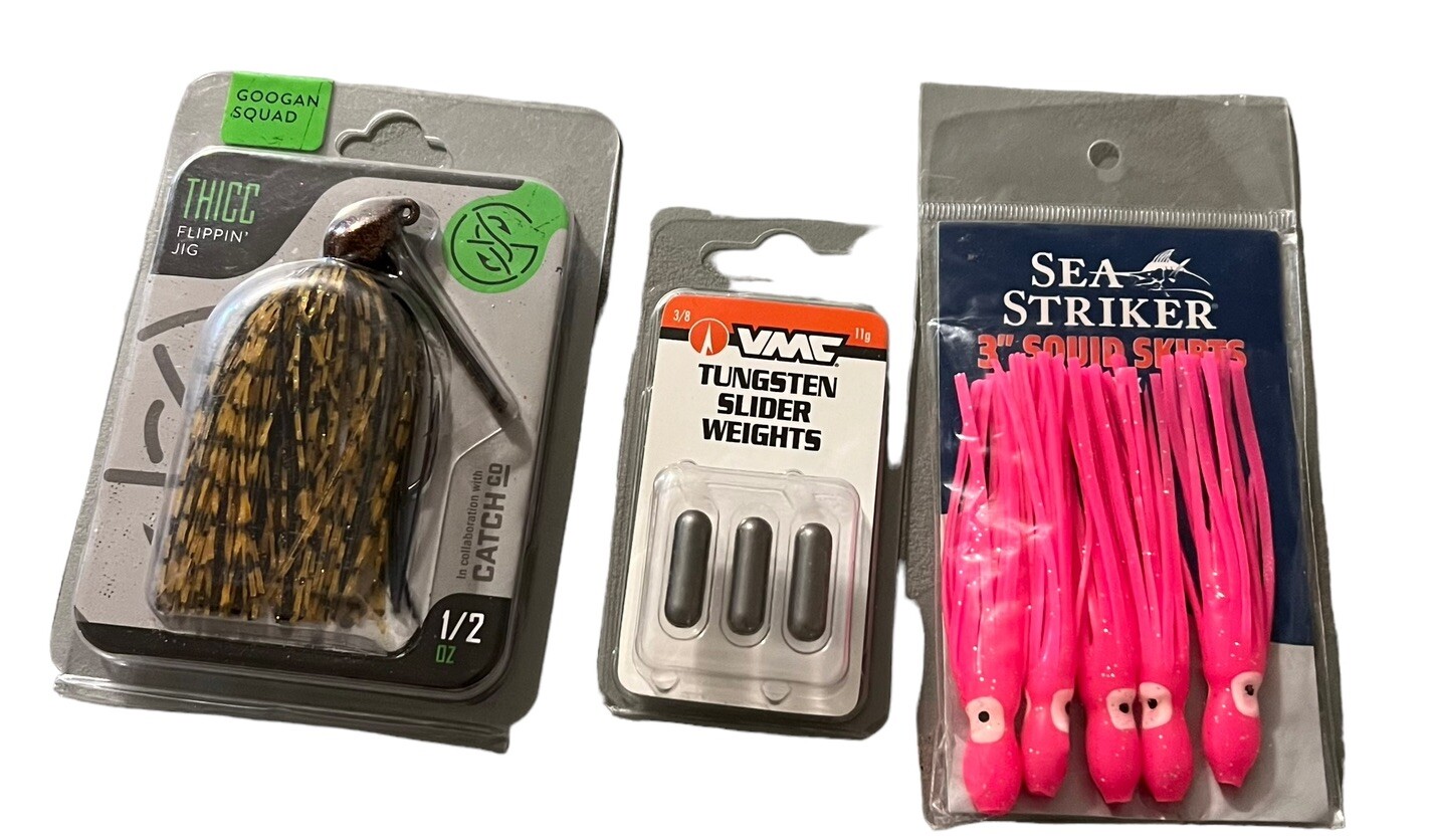 Fishing Accessories Mixed Lot Of 3(Weights,Flippin Jig & Pink Sea Striker Squid) - Image 1