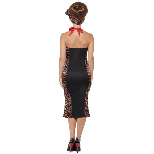 Rockin' 50 Mujer Ama de casa Retro Rojo Cereza Vestido Halloween Disfraz 10-12 EE. UU. - Imagen 3 de 5