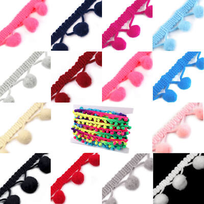 20mm breite Borte mit 10mm Bommel - Polyester Pompons Verzierung Kleider Kanten