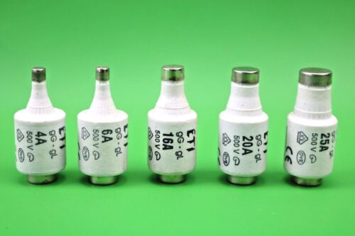 ETI DII 4A 6A 16A 20A 25A Diazed Fuse 500V E27 Size gG-gL Bottle - Picture 1 of 7