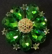 NEW Green Flower Bling Brooch Pin Weddings Gift Idea Fashion Jewelry