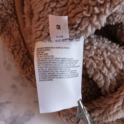 Uniqlo Sherpa Brown Tan Crop Zip Up Jacket Women’s Sz Small Winter Cozy Comfy - Picture 8 of 8