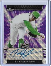 2019 Leaf Metal Draft RYNE NELSON Purple Wave Prismatic Auto RC 7/15 Dbacks