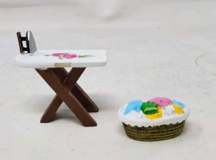 Miniature Ironing Board with Laundry Basket for Dollhouse Accessories-image