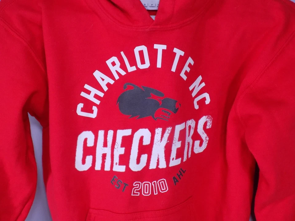 Charlotte Checkers Chubby Mascot 2010 Sudadera de Hockey Roja Niños S Juvenil Sudadera con Capucha Foto 2 de 4