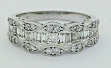 0.38Ct White Round  Baguette CZ Engagement Ring Solid 925 Sterling Silver