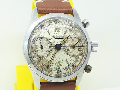 VINTAGE MINERVA CHRONOGRAPH CAL 13-20 CH WATCH PILOT FACTORY DIAL EXTREMLY RARE