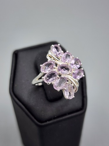 NEW Sterling Silver 925 Amethyst Earrings & Ring Sz 8.5 Chuck Clemency Free Ship - Picture 3 of 6