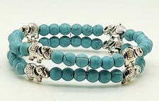 handmade double style Turquoise round Beads elephant Stretch fashion Bracelets