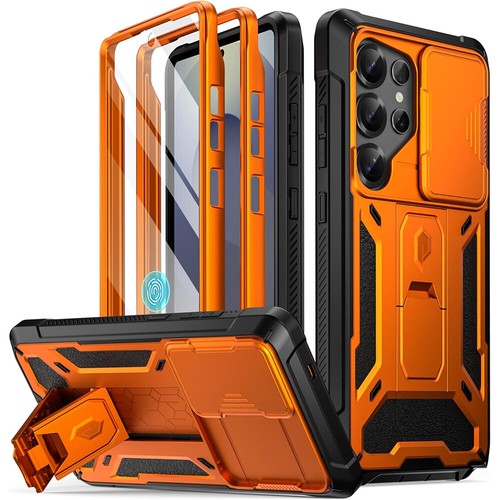 For Galaxy S25 Ultra 5G Case Built in Screen With Slide Camera Cover Orange - Picture 2 of 7