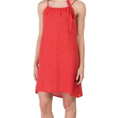 Lungo L'arno M Linen Dress Poppy Red Orange A Line Sun Dress Cute Summer  Beach | eBay