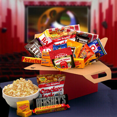 Blockbuster Movie Night Care Package Gift Basket Candy Popcorn 10 Red Box Gift Ebay