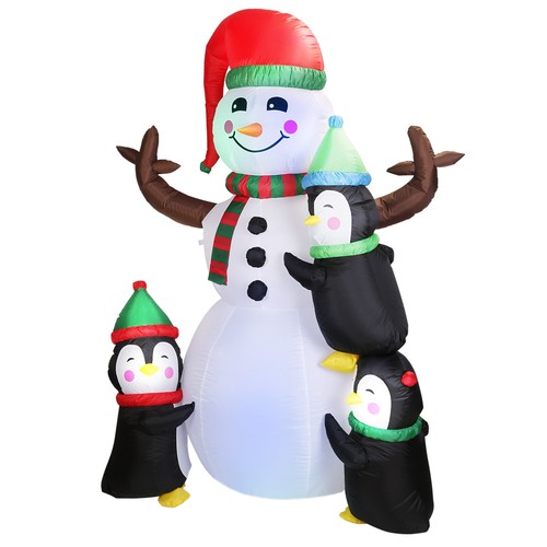 New 5.9FT Christmas Inflatable Snowman Penguin with LED Light for Yard - 第 1/8 張圖片