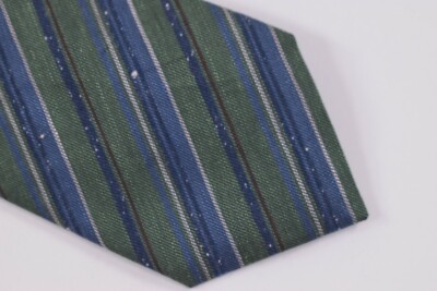 Altea Neck Tie NWT Green with White, Blue and Black Stripes Cotton Blend